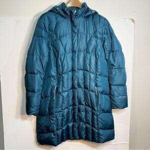 Eddie Bauer Down Dark Turquoise Puffer 3/4 Length Coat XXL